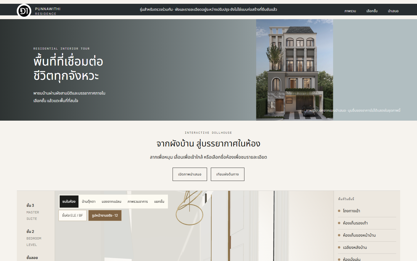 หน้า Interactive Home Tour โครงการ Punnawithi Residence